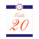 C Dot Circle Monogram Table Number (Navy / Orange) Post Card