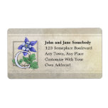 C for Columbine Flower Monogram Shipping Labels