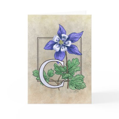 C for Columbines Flower Monogram Cards by critterwings