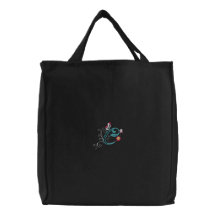 C monogram floral butterfly embroidered tote bag