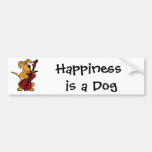 CA- Brown Puppy Dog Playing the Cello Bumper Sticker
