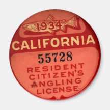 CA Fishing Lic 1934 Magnets