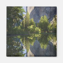 CA, Yosemite NP, El Capitan reflected in Merced Refrigerator Magnet