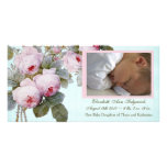 Cabbage Rose Birth Announcement - Baby Girl Picture Card
