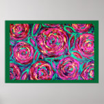 Cabbage Roses With Border Heirloom  Poster posters
