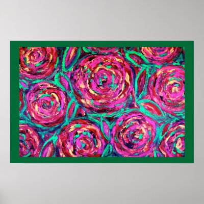 Cabbage Roses With Border Heirloom  Poster by INTHEPRESENT