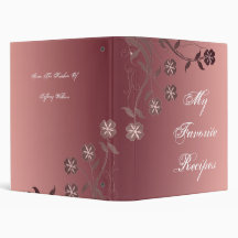 Cabernet & Candy Pink Floral Swirl Recipe Book 3 Ring Binders