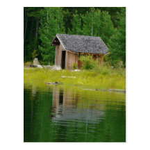 Cabin Reflected in Mountain Lake Post Cards