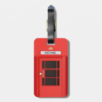 Cabine de téléphone britannique vintage rouge de v étiquettes à bagages