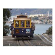 Cable car chugs up Hyde Street in San Post Card
