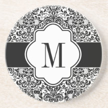 Caboteur de grès de monogramme de damassé dessous de verres