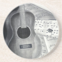 Caboteur de musique de guitare et de feuille dessous de verres