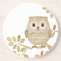 Caboteur musical de hibou d'arbre dessous de verre