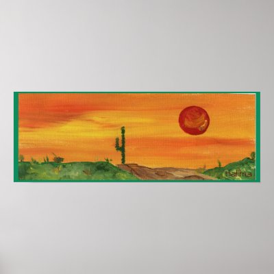 CACTUS AT SUNSET HALIMA AHKDAR POSTER by Halima_Ahkdar