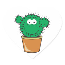 Cactus Smiley Face Heart Sticker