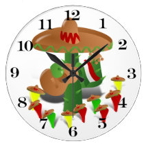 Cactus with Dancing Peppers Wall Clock