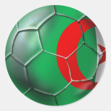 Cadeaux algériens de ballon de football de drapeau autocollant rond