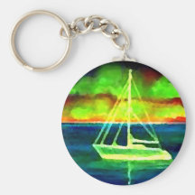 Cadeaux au néon de navigation d'océan du crépuscul porte-clés