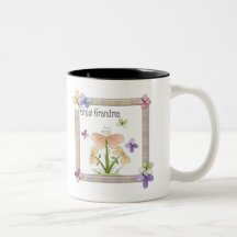 Cadeaux de jour de mères de grand-maman de fleur d tasse à café
