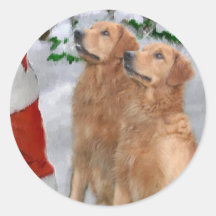 Cadeaux de Noël de golden retriever Autocollants