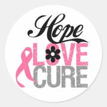 Cadeaux de TRAITEMENT d'AMOUR d'ESPOIR de cancer d Autocollant Rond