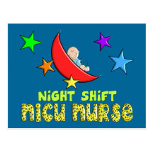 Cadeaux d'INFIRMIÈRE du poste de nuit NICU Carte Postale