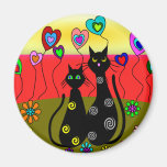 Cadeaux noirs d'art d'amoureux de les chats aimant pour réfrigérateur
