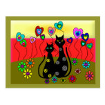 Cadeaux noirs d'art d'amoureux de les chats cartes postales