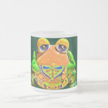 Cadeaux rayés verts oranges de nouveauté de grenou mugs à café