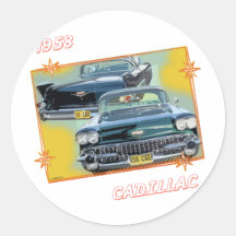 CADILLAC 1958 3 ADHÉSIFS RONDS