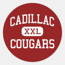 Cadillac - Cougars - Middle - Detroit Michigan Stickers