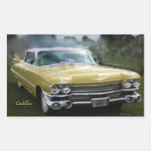 Cadillac jaune autocollants en rectangle