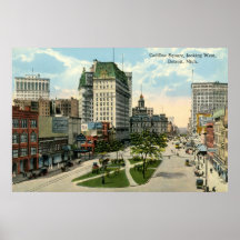 Cadillac Square, Detroit Michigan, 1915 Vintage Print