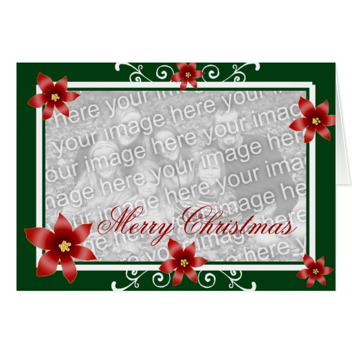 Cadre de remous de poinsettia de Joyeux Noël Cartes De Vœux