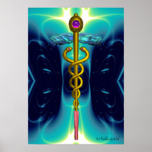 CADUCEUS 3 , vibrant gold ametist Print