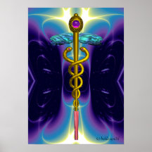 CADUCEUS 4, vibrant gold amethyst Print