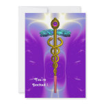 CADUCEUS , blue ,pink violet purple amethyst Custom Announcement