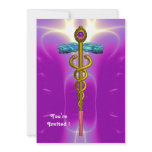 CADUCEUS  bright blue ,pink violet amethyst invitations