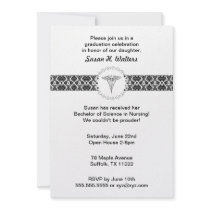 Caduceus Damask Band Invitation Nursing RN