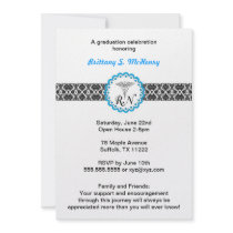 Caduceus Damask blue Invitation Nursing RN