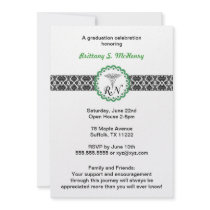 Caduceus Damask Green Invitation Nursing RN