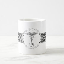 Caduceus Damask Mug RN LPN CNA