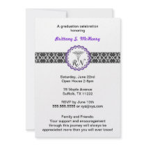 Caduceus Damask Purple Invitation Nursing RN