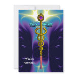 CADUCEUS,gold   bright blue , purple amethyst Announcement