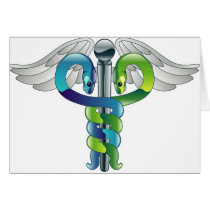 Caduceus medical symbol greeting cards