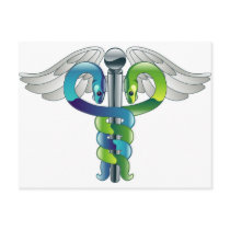 Caduceus medical symbol postcards