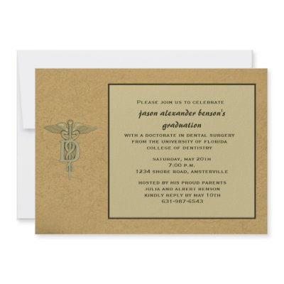 Caduceus Pendant Dental School Graduation  Invitat Custom Invitations by PixiePrints