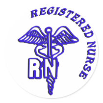 CADUCEUS RN LOGO REGISTERED NURSE ROUND STICKER