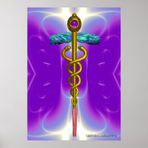 CADUCEUS  , vibrant gold amethyst Poster