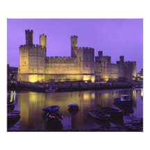 Caernarfon Castle, at Night, Gwynedd, Wales Photo Art